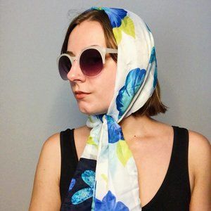 Vintage Symphony Blue Floral Scarf